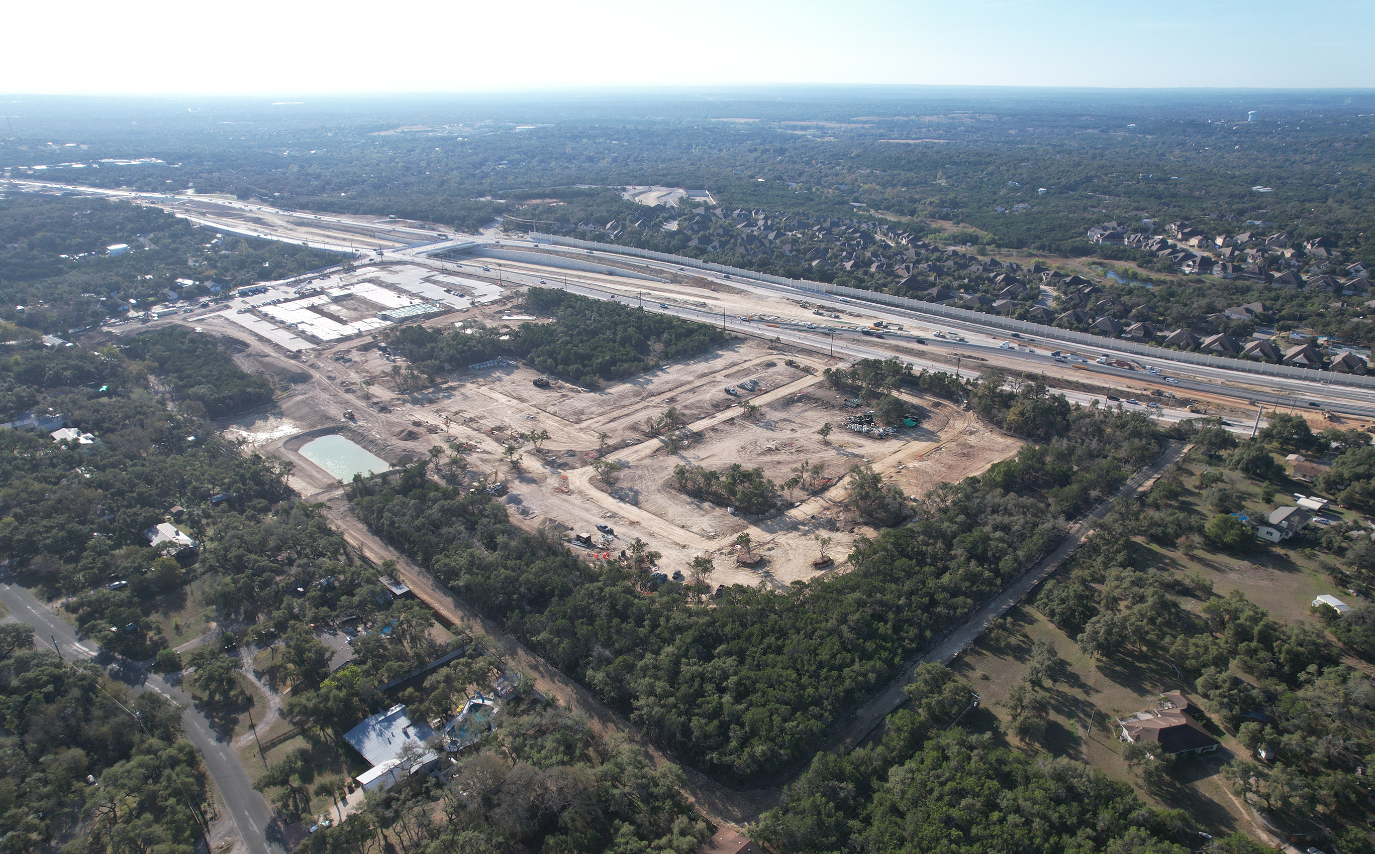 An aerial view of a community in development.